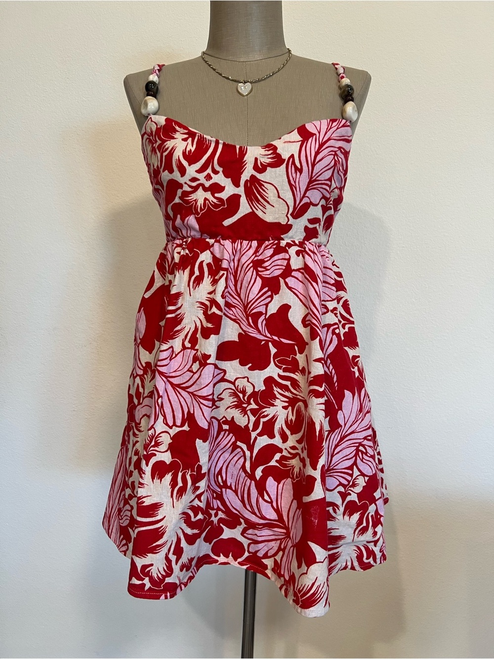 Abercrombie & Fitch Red and Pink Floral Mini Dress